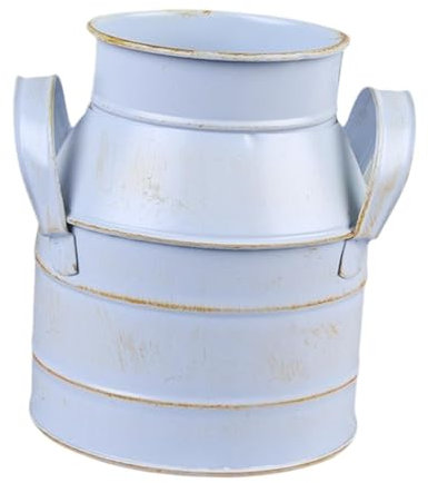 Blumenvase Blumenkübel Topf Shabby Chic Vintage Stil Metall Milch Krug Vase Milch Dose Vase für Tisch Mittelstücke Büro Patio, Blau