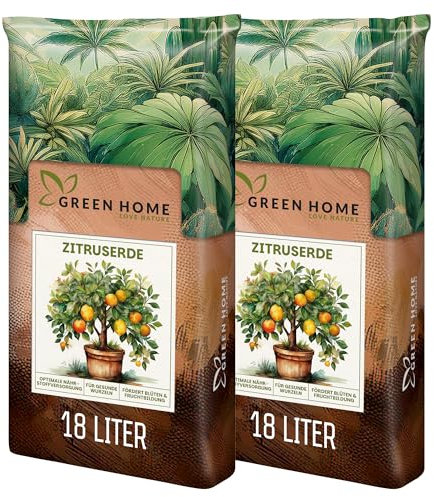 Green Home Zitruserde 36L - Erde für Zitruspflanzen & Mediterrane Pflanzen | Citrus Erde mit Langzeitdünger | Perlite, Kokosfasern & Rindenhumus | Für Garten, Kübel & Hochbeet, pH 5,9