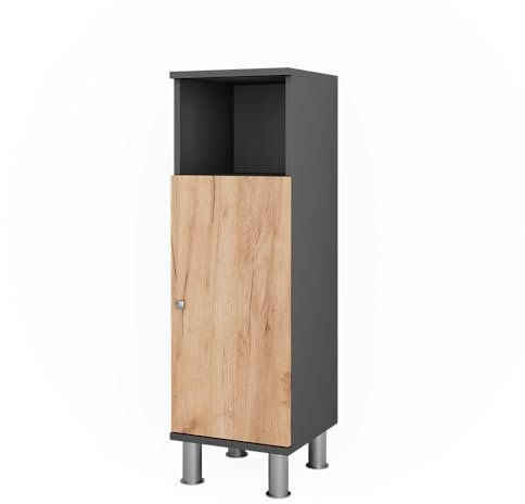 Vicco Midischrank Anthrazit/Goldkraft Eiche Fynn 30x95x30 cm - Badezimmermöbel, Bietet Stauraum für Handtücher, Pflegeprodukte und Reinigungsmittel