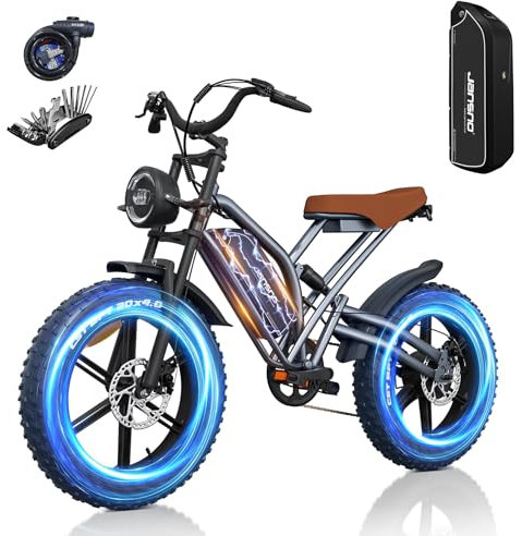 JANSNO Electric Bikes for Adults with 65Nm Motor, 48V/14Ah New upgraded battery and Dual Shock Absorber, 20 x 4.0 All-terrain wide tire Electric Bicycle, Multiple performance modes can be unlocked