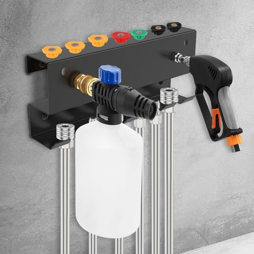 Pressure Washer Accessory Holder Wall Mount Foam Washer Gun Holder Shelf 28.5x12x 5cm Car Wash Accessories Organizer for Foam Cannon,Nozzle Tip,Wand Extension