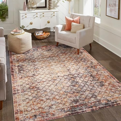 Aress Washable Low Pile Living Room Area Rug, Multi Colour, 160x230cm