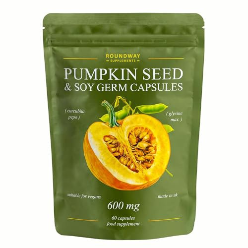 Pumpkin Seed and Soy Germ Capsules | Bladder Strength Supplements | High Strength 600mg Per Serving, 60 Capsules, Vegan & Gluten Free, Made in The UK