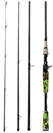 JUNCHENG1008 angelrute Casting High Carbon Angelrute 4 Abschnitte 2,1 m Tragbare Reise M Power Camouflage Eva Griff Angelgerät angelausrüstung
