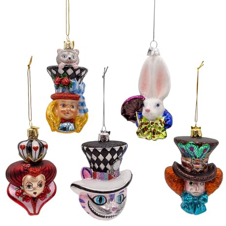 Kurt Adler 4.5-5 Noble Gems™ Glass Alice Characters Ornaments