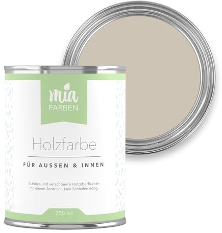 miafarben Holzfarbe ohne Schleifen matt 2,5L (Feine Mandelcreme) | Wetterfeste Holzfarbe für außen und innen, hochdeckend und wasserbasiert, für Möbel, Türen, Zäune und Gartenhaus