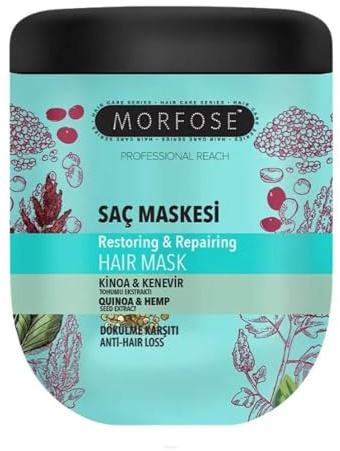 Morfose Quinoa & Hemp Mask 500 ML for Dry Hair Treatment, Deep Repair Conditioning & Moisturizing Hair Care Essence with Hair Oil,Ideal for All Hair (Quinoa & Hemp)