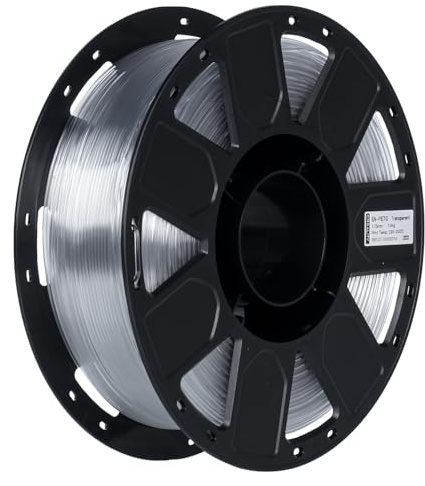 Creality PETG Filament 1.75mm, Ender 3D Drucker Filament PETG, Hohe Präzision, Hohe Zähigkeit, Geruchlos, Feuchtigkeitsbeständig, 1kg Transparent