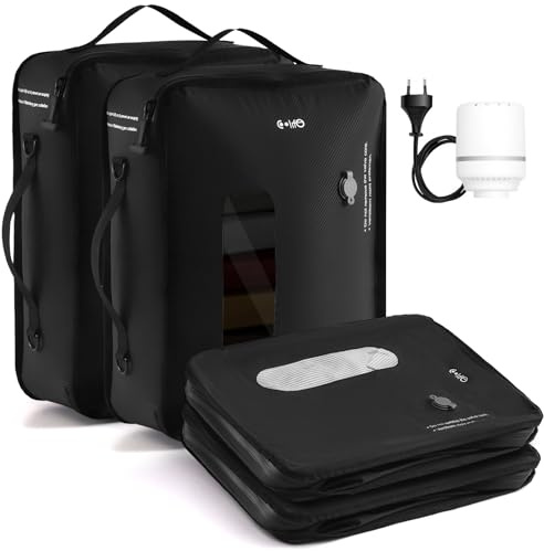 COOLIFE Vacuum Bags*2 for Travel with Pump, TPU Vacuum Storage Bags Reusable Vacuum Compression Bags for Carry-on Baggage, Home Storage and Moving- Space Saver Vacuum Bags