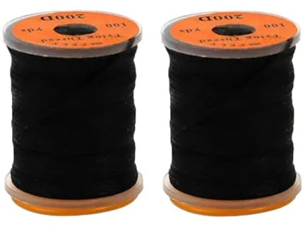 Filo per legatura a mosca nera a 2 rotoli,Materiale filo per legare mosche,Fluorescente 100Yard 200D Bass Fishing Hook Line,Accessori da pesca,Materiali per la costruzione di mosche,Accessori