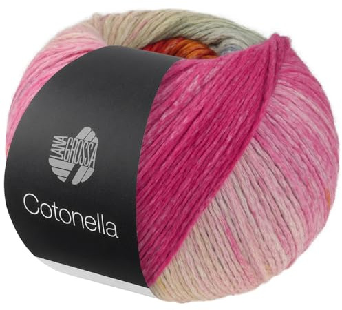 LANA GROSSA Cotonella | Weiches, bedrucktes Kettengarn aus unmercerisierter Pima Baumwolle | Handstrickgarn aus 100% Baumwolle (Pima) | 100g Wolle zum Stricken & Häkeln | 280m Garn FB 19