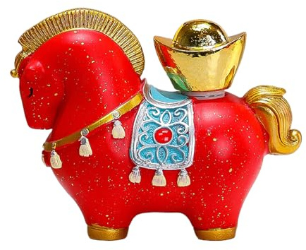 Rote Klein Pferdefiguren, Kunstharz Drehbare Schreibtisch Figur,Jahr des Pferdes Deko Für Das Chinesische Neujahr 2026 Für Männer Und Frauen Weihnachten Geburtstag Schlafzimmer Chinesisches Zuhause