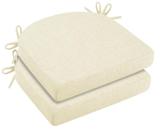 2er Set Stuhlkissen 43x42x5cm, Hochdichter Schaumstoff Sitzkissen, Bequemes Sitzkissen für Indoor/Outdoor, Stuhlauflage Gartenstuhl Balkonstuhl Kissen Sitzpolster für Esszimmer Wohnzimmer (Beige)