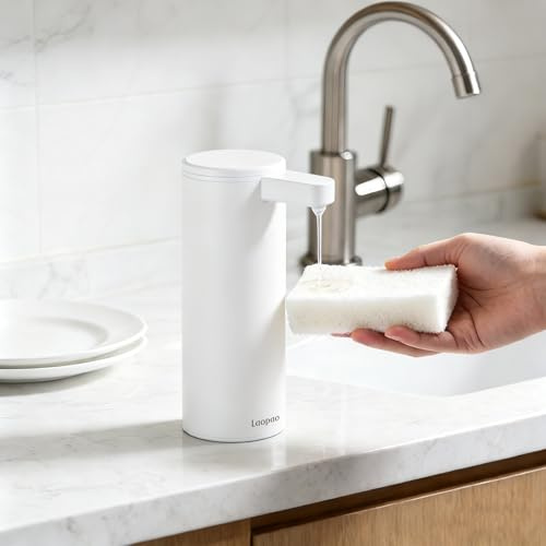 Seifenspender Automatischer Edelstahl Flüssigseifenspender Elektrischer: Seifenspend Automatisch Flüssig mit Sensor Infrarot - USB-C Aufladung Soap Dispenser Set für Bad,Küche, Büro Weiß