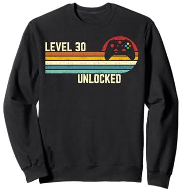 30e Anniversaire d'un Joueur vidéo Amusant débloqué Vintage de Niveau 30 Sweatshirt