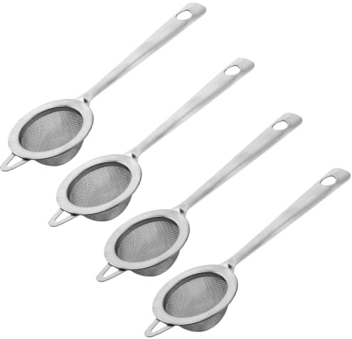 Rovelin 4PCS Stainless Steel Tea Strainer Fine Mesh 5.5CM - Mini Sieve for Loose Leaf Tea, Matcha, Coffee & Cocktail - Small Metal Strainers Kitchen Tools