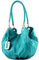 modamoda de 228 Damen Leder Schultertasche Hobo bag handmade in Italy, Farbe:Türkis_1