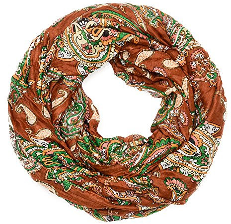 Kandharis leichter Loopschal Rundschal in Paisley Blumen Muster LSG10 4- Braun