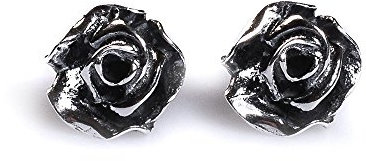 Sterling Silver Rose Earrings, Earrings Flower Studs, Silver Black Rose Earrings, Gift for any occasion, Rose Stud Earrings