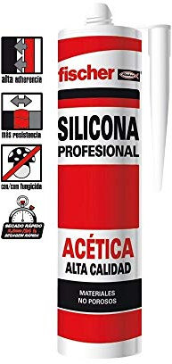 fischer - silicona blanca acética profesional para sellar superfícies no porosas y con contaco con agua,300ml