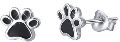 S925 Sterling Silber Hündchen Katze Pet Paw Print Ohrstecker