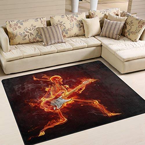 Use7 Teppich mit Totenkopf-Motiv, für Wohnzimmer, Schlafzimmer, 160 x 122 cm