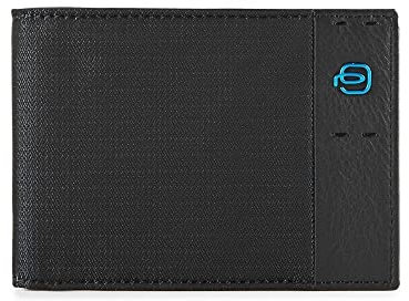 PIQUADRO P16 Portafoglio da uomo con portamonete in pelle e tessuto a due scomparti