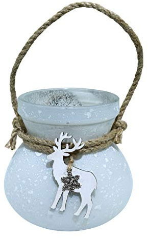 Glas Windlicht Hirsch Elch Windlichtglas 11cm Kerzenhalter Laterne Glaswindlicht