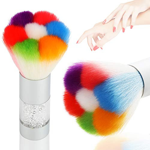 Mwoot Brosse de nettoyage souple pour poudre à ongles gel UV, outil de manucure, Brosse à Ongles Pinceau Enlève Anti Poussière (Argent)