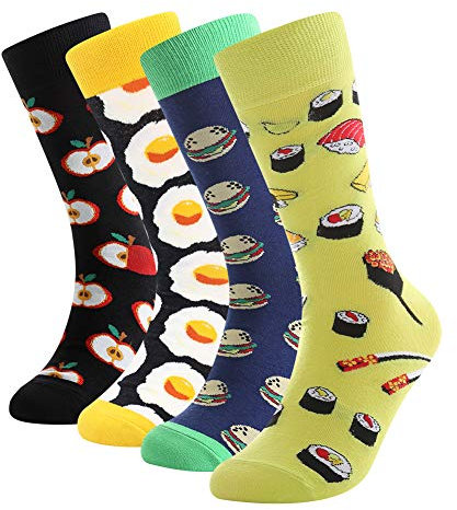BISOUSOX Chaussettes Homme Fantaisie Mode Classique Multicolore Socks Motifs Drôles Confortable et Respirant Cadeau Amis/Festival 39-46