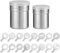 2 Größen Hochwertig Edelstahl Kakaostreuer Puderzuckerstreuer Streuer für Kakaopulver Schokopulver Zucker Zimt Mehl Gewürz mit Deckel, 16 pcs Kaffee Cappuccino Schablonen & Haken