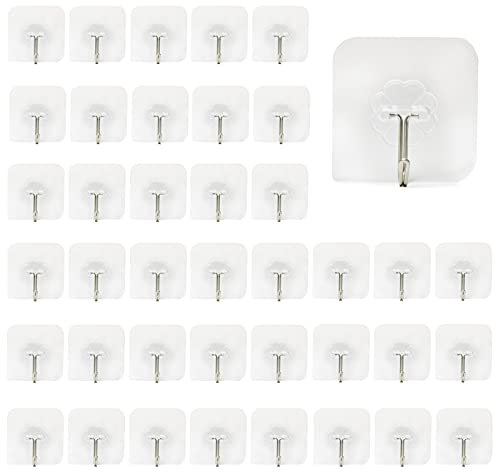 40 Stück selbstklebende Haken transparente Klebehaken Wandhaken selbstklebend/Wall Hooks/Wall Hanging Hook magische Handtuchhaken Küchenhaken Kühlschrankhaken Badhaken Deckenhaken Türhaken