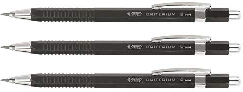 BIC Lot de 3 Porte-mines rechargeable CRITERIUM Noir HB 2 mm