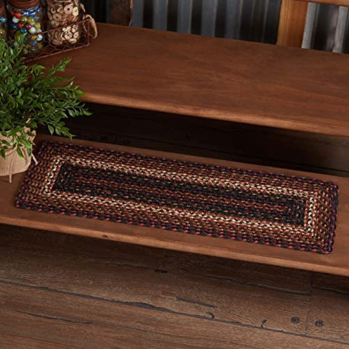 VHC Brands Beckham Stair Tread, Jute Blend, Rect, Red Black Tan, 8.5 x 27 inches