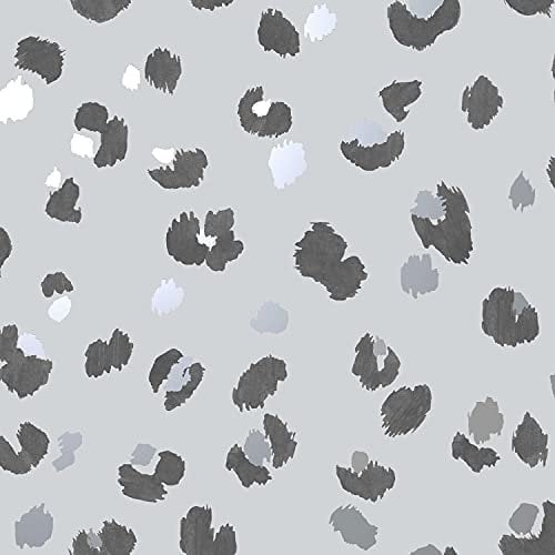 Exclusive Leopard Print Wallpaper Animal Spots Grey Metallic Black White
