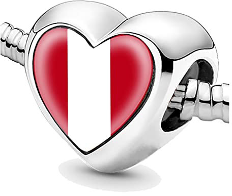 Bon4azuré Perlen für Armbänder Peru Flagge Silber Charms für Frauen Perle Schmuck Geschenke für Mädchen