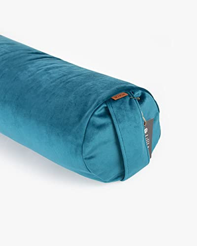 Yoga Bolster Samt • Rund • Länge 61 cm • rund ∅ 20 cm • Faire Produktion • Bezug und Inlett waschbar • Qualitätsarbeit aus Deutschland • Bio Buchweizen-Schalen-Füllung