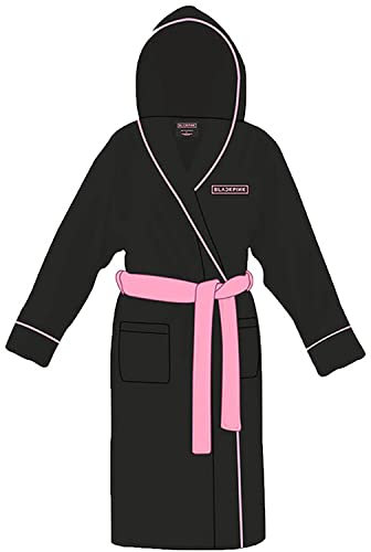 BLACKPINK Rock Off Trade Bademantel mit Logo, offiziell, langärmelig, Rosa, Unisex, Schwarz, M/L
