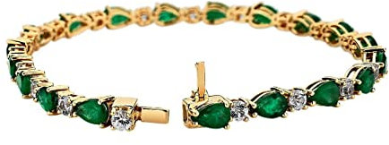 SchmuckGift 18 K Tennisarmband mit 18 Karat Gelbgold-plattiertem Rahmen der neuesten Armreifen, Schmuck-Geschenk für Frauen und Mädchen, erhältlich in 6,5 bis 8, Stein, Erstellt-Rubin
