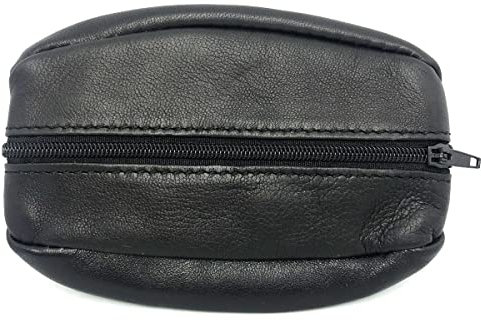 Charmoni - Portefeuille Homme - Top qualité - Fermeture éclaire - Porte-Monnaie - Cuir véritable - pour Poches Pantalon ou Veste (Noir (Grand))