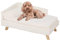 BingoPaw Elevated Dog Sofa Bed: L Shaped Raised Dog Lounger Couch with Durable Wooden Legs - Nordic Plush Fur Pet Chair Bed with Soft Removable Cushion Mat and Pillow L(80x50cm)