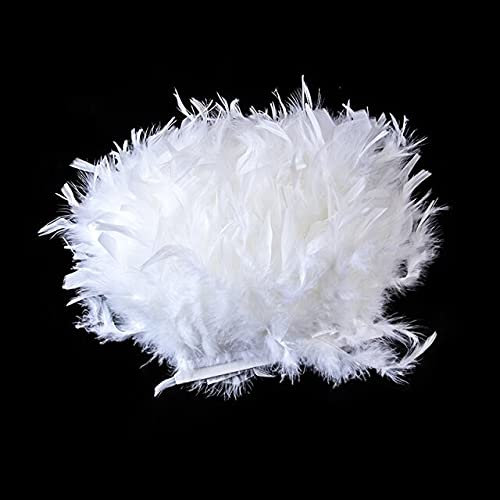 LYFANG Beigefarbener Rand, flauschige Truthahnfedern, Fransen, für Hochzeit, Party, Kleid, Dekoration, 10–15 cm, Juju-Hut, Dekoration, 1 m