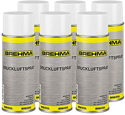 6x BREHMA Druckluftspray Druckluftreiniger 400ml mit Griff