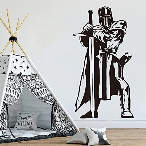 Ritter Wand Aufkleber Boy Zimmer Mittelalterliche Drachen Slayer Schwert Solider Armee Krieger Vinyl Kinderzimmer Kinder Zimmer Home Decor Art Decal57x31cm