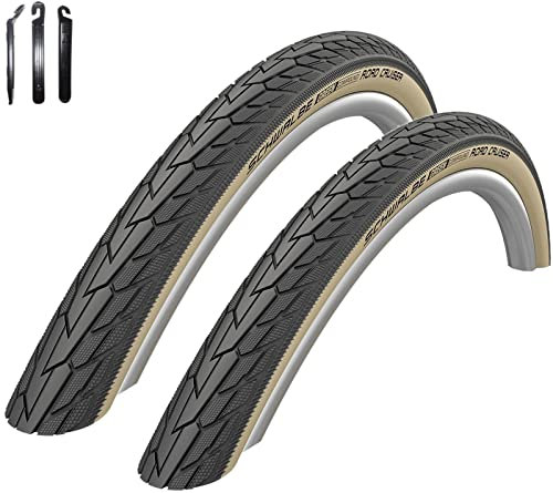 2 x Schwalbe Road Cruiser Fahrradreifen k-Guard Gumwall 47-622 (28 x 1,75) inkl. Reifenheber