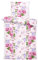 one-home Bettwäsche Mikrofaser Garnitur Bettbezug modern viele Muster mit Reißverschluss, Farbe:Blumen rosa weiß, Größe:4 teilig 155x220 cm