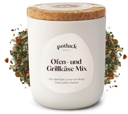 Potluck | Ofen- & Grillkäse Mix | Gewürzzubereitung im Keramiktopf | 60g |Natürlicher Geschmack ohne Zusätze in hochwertiger Keramik