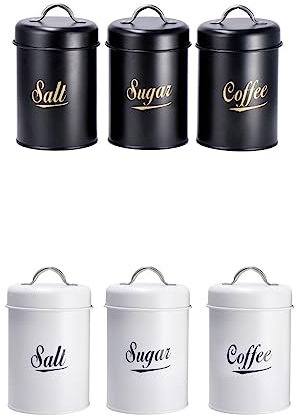 1 Pezzo Barattolo da Cucina in Latta 10,5 x 18 cm 3 Decori 2 Colori