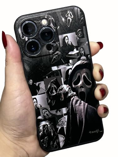 Scream Horror Movie Anime Printed Case for iPhone 14 Pro, Fashion Cool Skull Skeleton Ghost Face Pattern for Women Men Boys Girls, Cute Soft TPU Silicone Phone Case for iPhone 14 Pro
