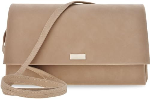 Generisch Wildleder Optik Damentasche Clutch Schultertasche Damen Handtasche beige